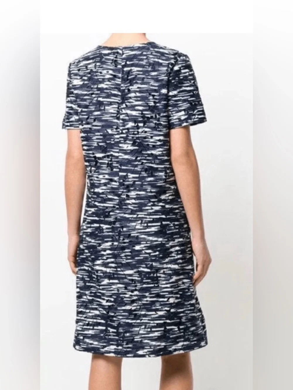Tory Burch Navy & White Dina Space Dyed Cutout Dress